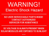 SOL137 - 4" X 4" - "WARNING! ELECTRIC SHOCK HAZARD, NO USER SERVICABLE PARTS INSIDE CONTACT AUTHORIZ